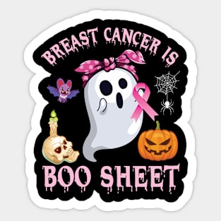 Skull Ghost Girl Halloween Day Breast Cancer Is Boo Sheet Sticker